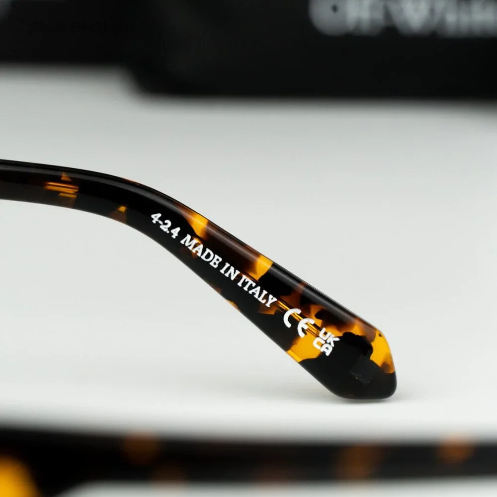 Off-White Men Sunglasses Havana Green Square OERI13E ALBANY 6055 NEW AUTHENTIC